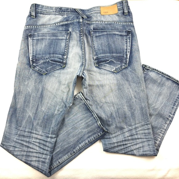 Projekraw Buckle Light Wash Whiskered Hand Sanded Relaxed Straight Jeans (38/34) - Picture 1 of 15